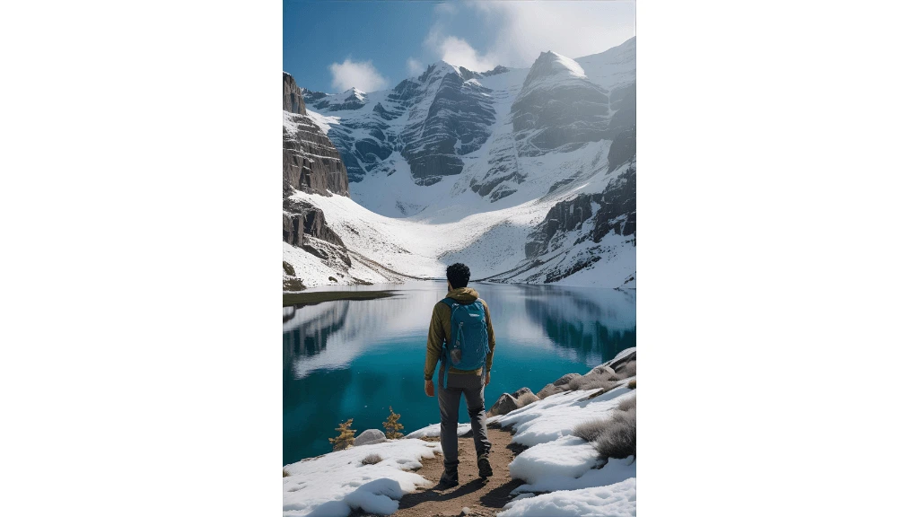 person overlooking lake