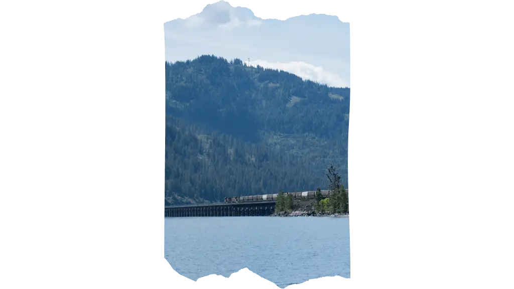 Train crossing Lake Pend Oreille