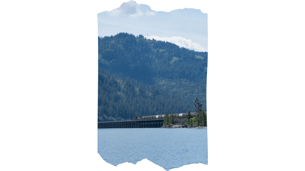Train crossing Lake Pend Oreille